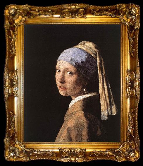 framed  VERMEER VAN DELFT, Jan Girl with a Pearl Earring er, ta009-2
